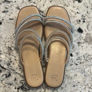 Elegant Tan and Silver Women's Sandals